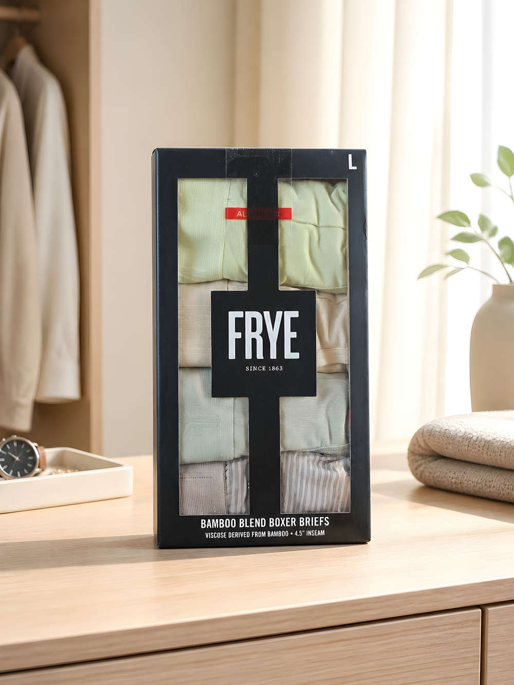 FRYE Bamboo Blend Boxer Briefs 4 Pack New Large Soft Earth Tone Colors